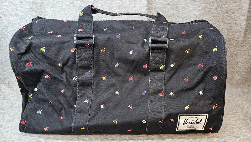 Herschel Supply Co Jockey Pattern Duffle Bag Black Pink